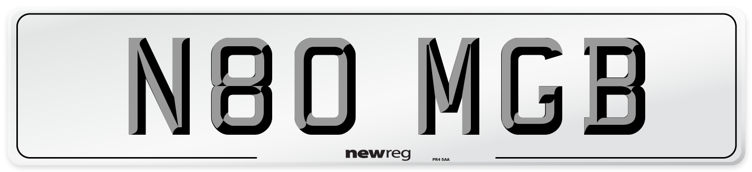 N80 MGB Number Plate from New Reg